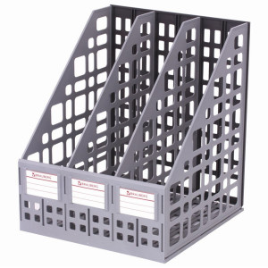 Лоток вертикальный Brauberg Smart-Maxi - 3 отделения - Пластик - Серый