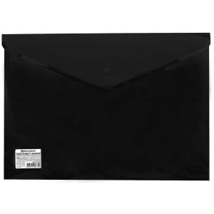 Папка-конверт Brauberg на кнопке - 200 мкм - А4 - Чёрная