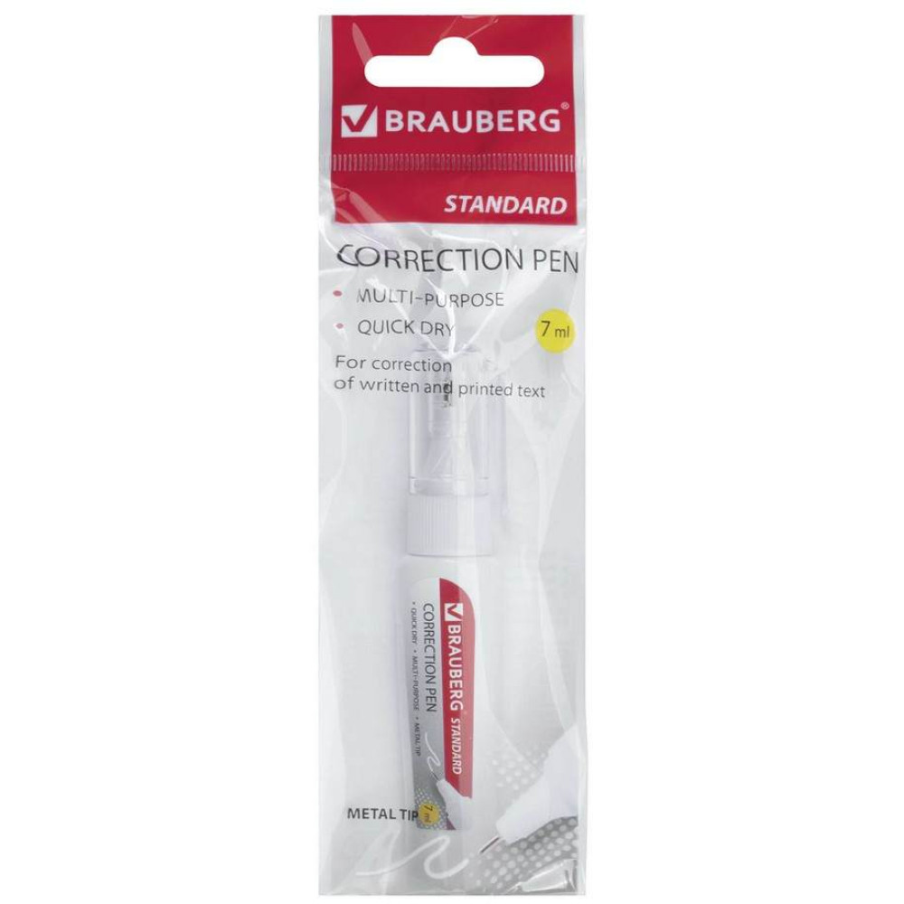 Корректор-ручка Brauberg Standard - 7 мл - Металлический наконечник Корректор-ручка Brauberg Standard - 7 мл - Металлический наконечник