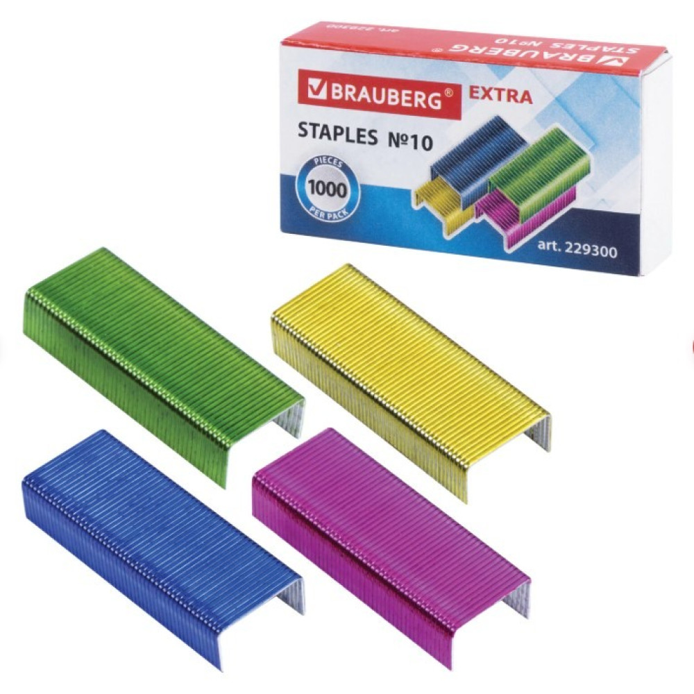 Скобы для степлера Brauberg Extra - №10 - Цветные - 1000шт Скобы для степлера Brauberg Extra - №10 - Цветные - 1000шт