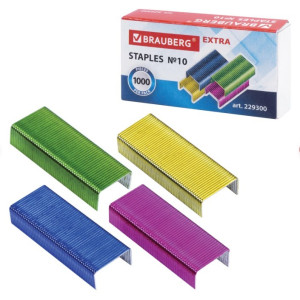 Скобы для степлера Brauberg Extra - №10 - Цветные - 1000шт