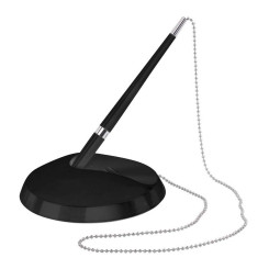 Ручка шариковая с цепочкой Brauberg Стенд-Пен Блэк2 - 0,5 мм - Синяя