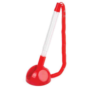 Ручка шариковая настольная Brauberg Стенд-Пен на пружине - Красный корпус - Синяя