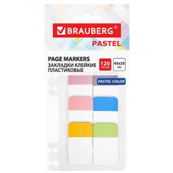 Закладки клейкие пластиковые Brauberg Pastel - 45*25 мм - 6*20 л