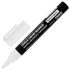 Маркер меловой Brauberg Chalk - 3 мм - Стираемые - Белый