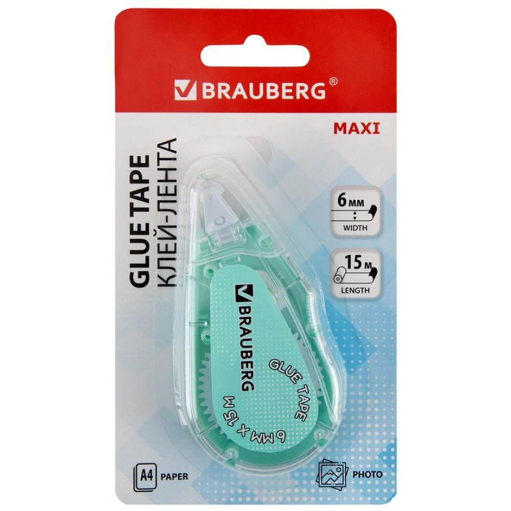 Клей-лента Brauberg Maxi - 6 мм - 15 м Клей-лента Brauberg Maxi - 6 мм - 15 м