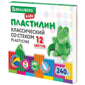 Пластилин классический Brauberg Kids - 12 цветов - 240 г