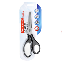 Ножницы Brauberg Extra - 2-х сторонняя заточка - 21,0 см - Серо-черные