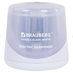Точилка электрическая Brauberg Double Blade White - 1 отверстие - Белая