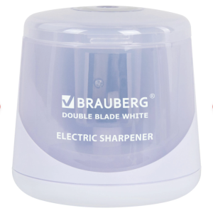 Точилка электрическая Brauberg Double Blade White - 1 отверстие - Белая