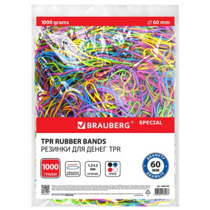 Резинки для банкнот Brauberg Яркие цвета - 60 мм - Ассорти - 1000 г