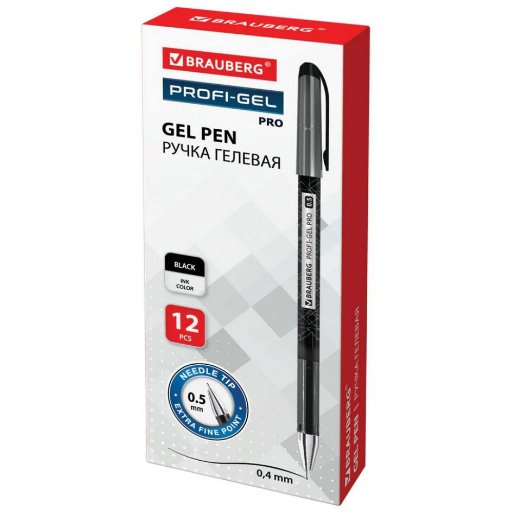Ручка гелевая Brauberg Profi-Gel PRO - 0,5 мм - Чёрная Ручка гелевая Brauberg Profi-Gel PRO - 0,5 мм - Чёрная