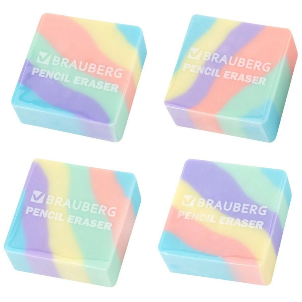 Ластик Brauberg Pastel - 34*34*14 мм - Ассорти Ластик Brauberg Pastel - 34*34*14 мм - Ассорти