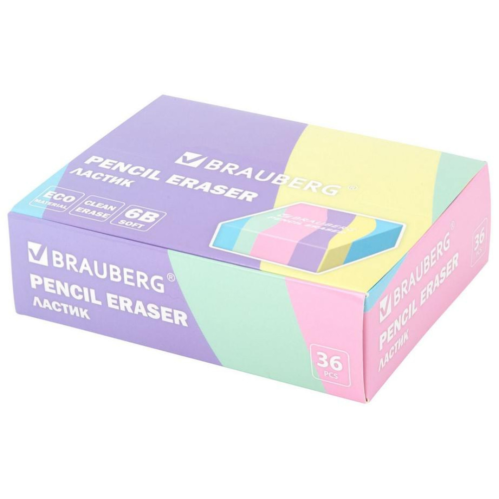 Ластик Brauberg Pastel - 34*34*14 мм - Ассорти Ластик Brauberg Pastel - 34*34*14 мм - Ассорти