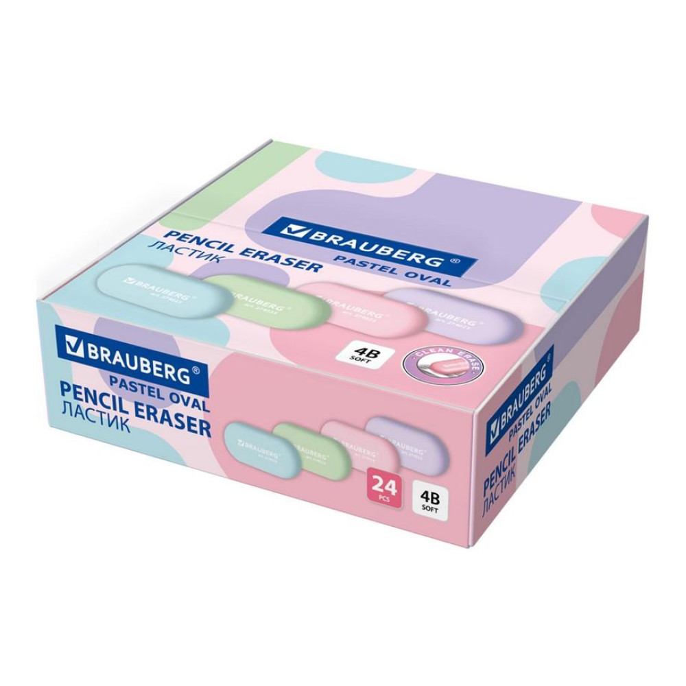 Ластик Brauberg Pastel - 50*23*10 мм - Ассорти Ластик Brauberg Pastel - 50*23*10 мм - Ассорти