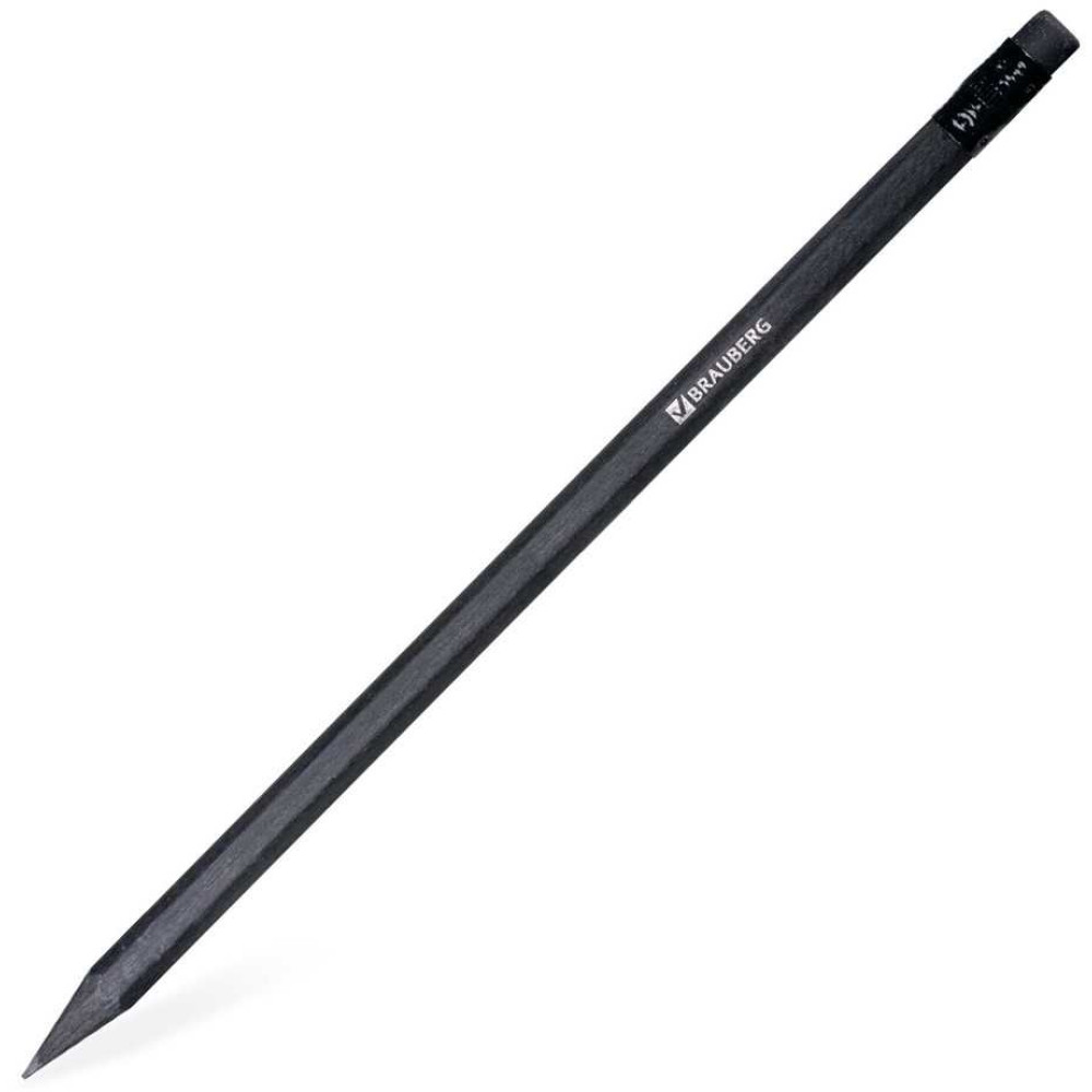 Карандаш простой Brauberg Black Jack - Чернографитный - HB - С ластиком - Заточен Карандаш простой Brauberg Black Jack - Чернографитный - HB - С ластиком - Заточен