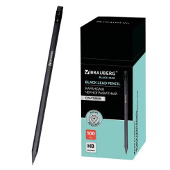 Карандаш простой Brauberg Black Jack - Чернографитный - HB - С ластиком - Заточен Карандаш простой Brauberg Black Jack - Чернографитный - HB - С ластиком - Заточен