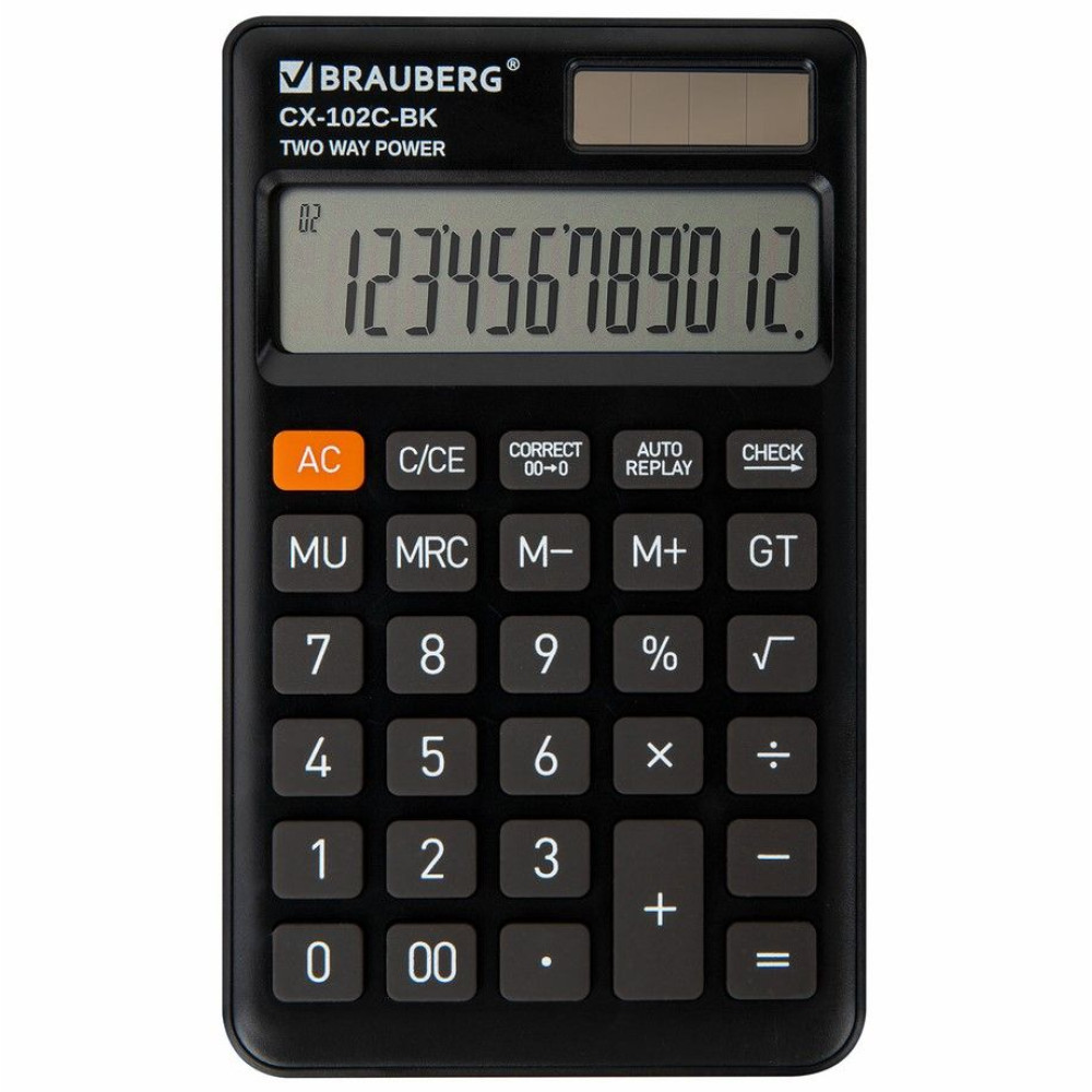 Калькулятор карманный Brauberg CX-102C-BK - 12 разрядов Калькулятор карманный Brauberg CX-102C-BK - 12 разрядов