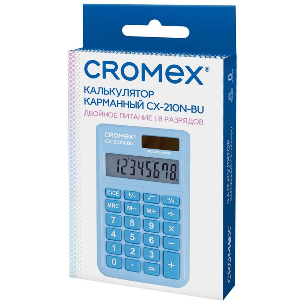 Калькулятор карманный Cromex CX-210N-BU - 8 разрядов - Голубой Калькулятор карманный Cromex CX-210N-BU - 8 разрядов - Голубой