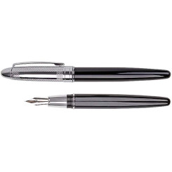 Ручка перьевая DV в подарочном футляре - Черная/серебро
