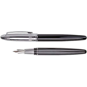 Ручка перьевая DV в подарочном футляре - Черная/серебро