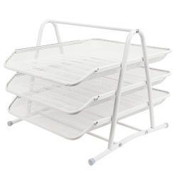 Лоток горизонтальный Darvish - Металлический - 3 отделения - Белый