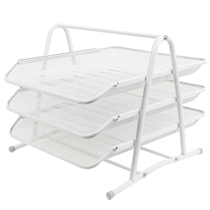 Лоток горизонтальный Darvish - Металлический - 3 отделения - Белый