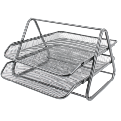 Лоток горизонтальный Darvish - Металлический - 2 отделения - Серебристый