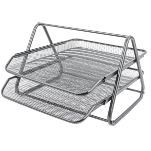 Лоток горизонтальный Darvish - Металлический - 2 отделения - Серебристый