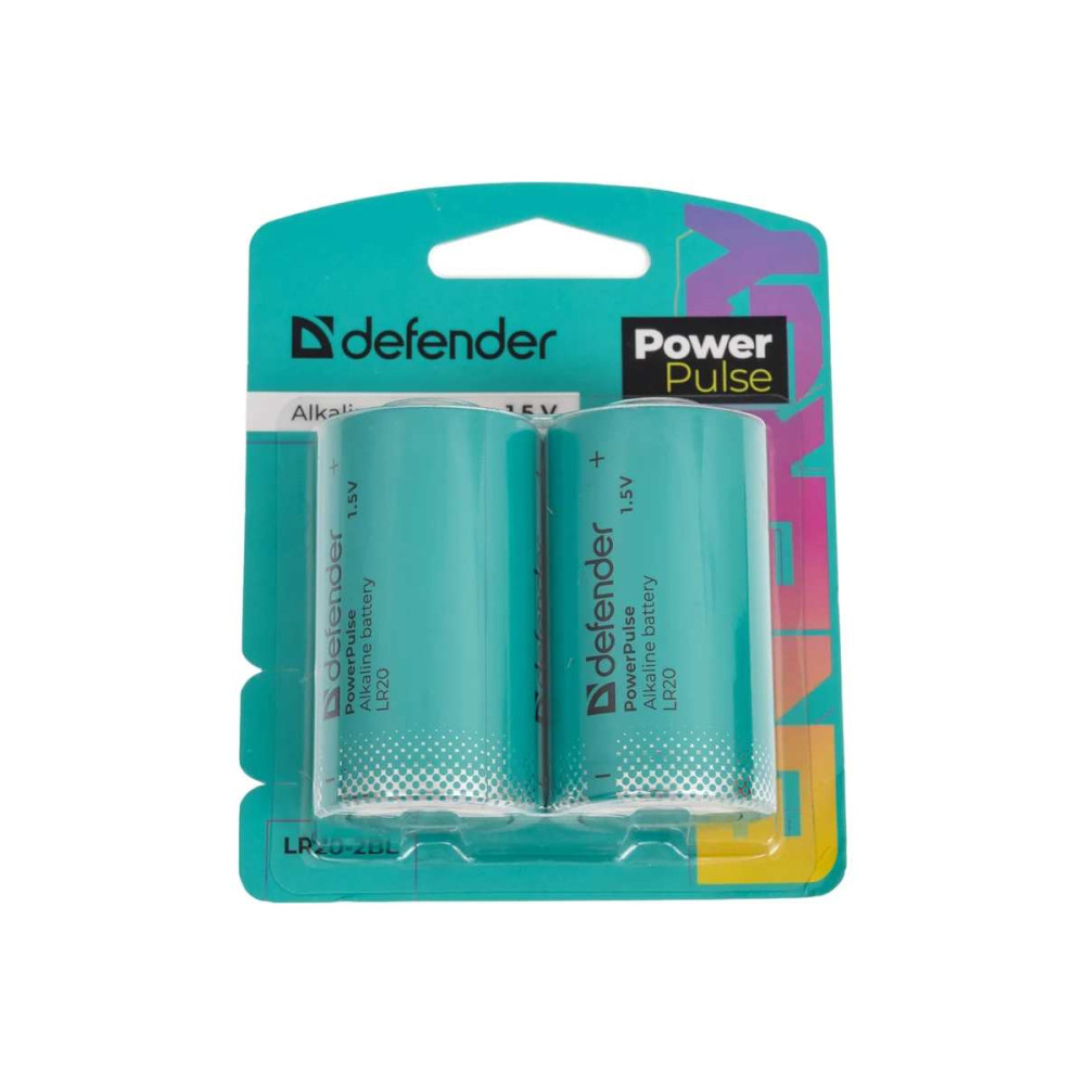 Батарейка алкалиновая Defender PowerPulse LR20 - 1,5 V - 2 шт Батарейка алкалиновая Defender PowerPulse LR20 - 1,5 V - 2 шт