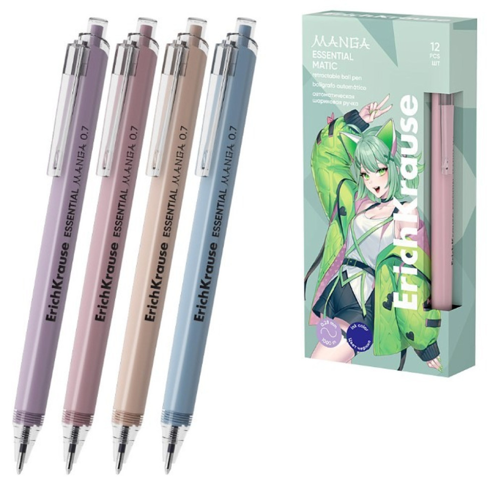Ручка шариковая автоматическая ErichKrause Essential Matic Manga - 0,7 мм - Синяя Ручка шариковая автоматическая ErichKrause Essential Matic Manga - 0,7 мм - Синяя