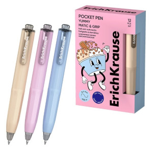Ручка шариковая автоматическая ErichKrause Poсket Pen Matic&Grip Yummy - 0,5 мм - Синяя