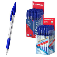 Ручка шариковая автоматическая ErichKrause R-301 Classic Matic&Grip - 1,0мм - Синяя