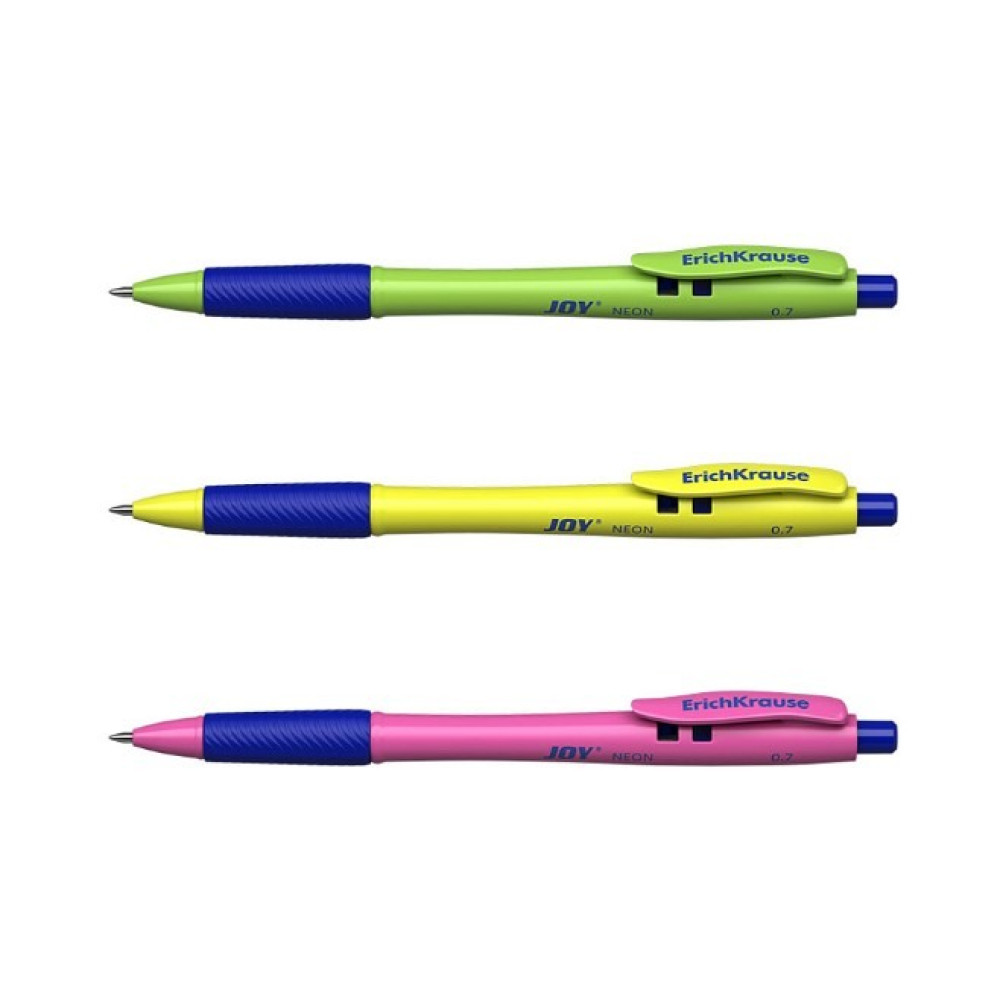 Ручка шариковая автоматическая ErichKrause Joy Matic&Grip Neon - 0,7 мм - Синяя Ручка шариковая автоматическая ErichKrause Joy Matic&Grip Neon - 0,7 мм - Синяя