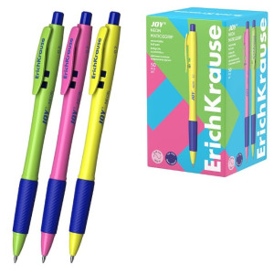 Ручка шариковая автоматическая ErichKrause Joy Matic&Grip Neon - 0,7 мм - Синяя