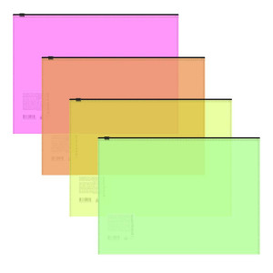 Папка-конверт ErichKrause Fizzy Neon на zip-молнии - 140 мкм - В5 - Ассорти