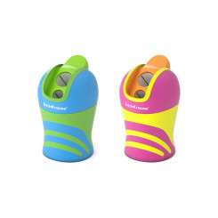 Точилка пластиковая с контейнером ErichKrause Cyber Sport - 2 отверстия - Ассорти