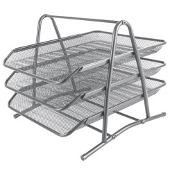 Лоток для бумаг металлический серебристый Darvish - 3-ярусный