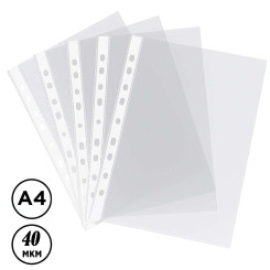 Файлы с перфорацией Hua Jie - А4 - 40 мкм - Глянцевые - 100 шт