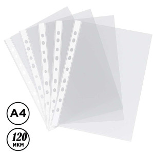 Файлы с перфорацией Hua Jie - А4 - 120 мкм - Глянцевые - 100 штук