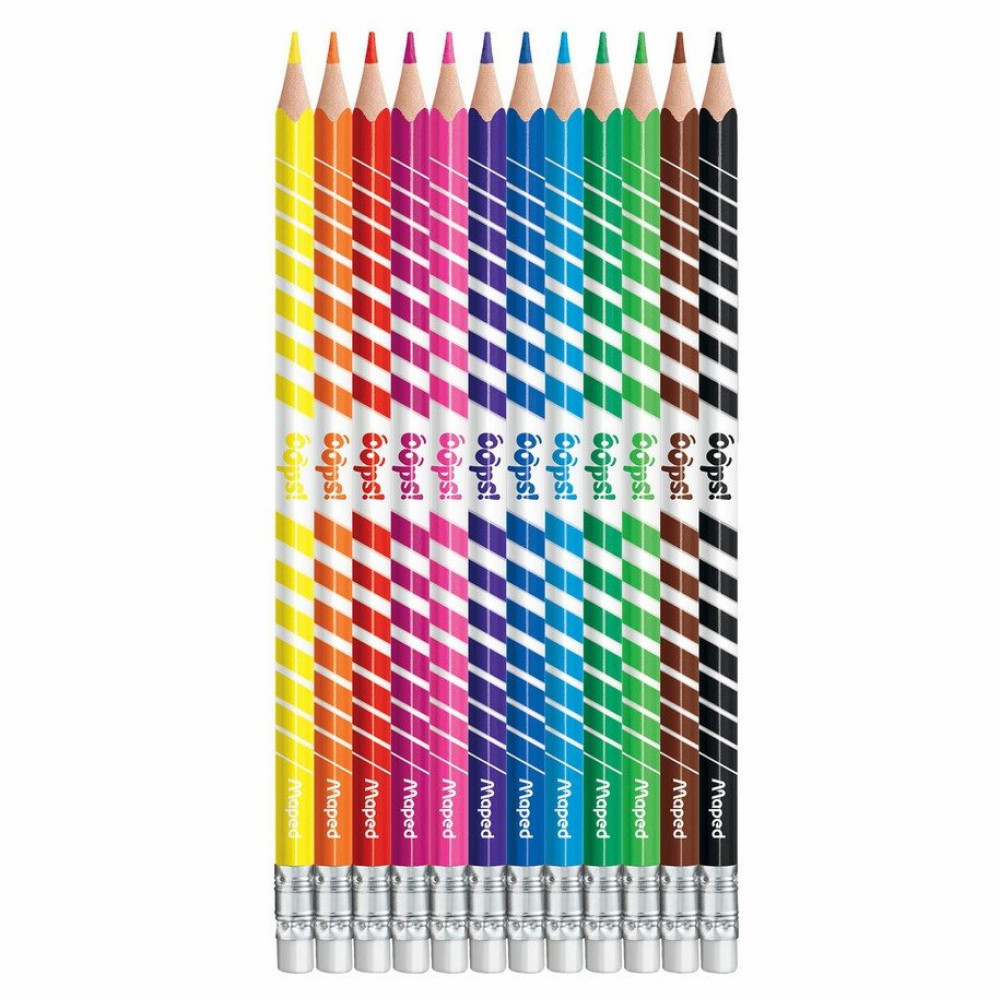 Набор цветных карандашей Maped Color Peps Oops с ластиком - 12 цветов - Трехгранные Набор цветных карандашей Maped Color Peps Oops с ластиком - 12 цветов - Трехгранные