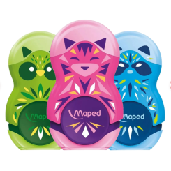 Точилка пластиковая с контейнером и ластиком Maped LOOPY Mini Cute - Ассорти