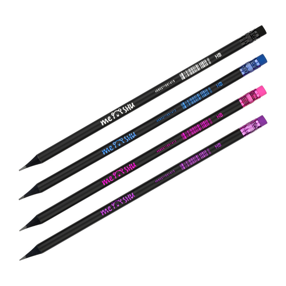 Карандаш Meshu Black style - Чернографитный - HB - С ластиком - Заточен Карандаш Meshu Black style - Чернографитный - HB - С ластиком - Заточен