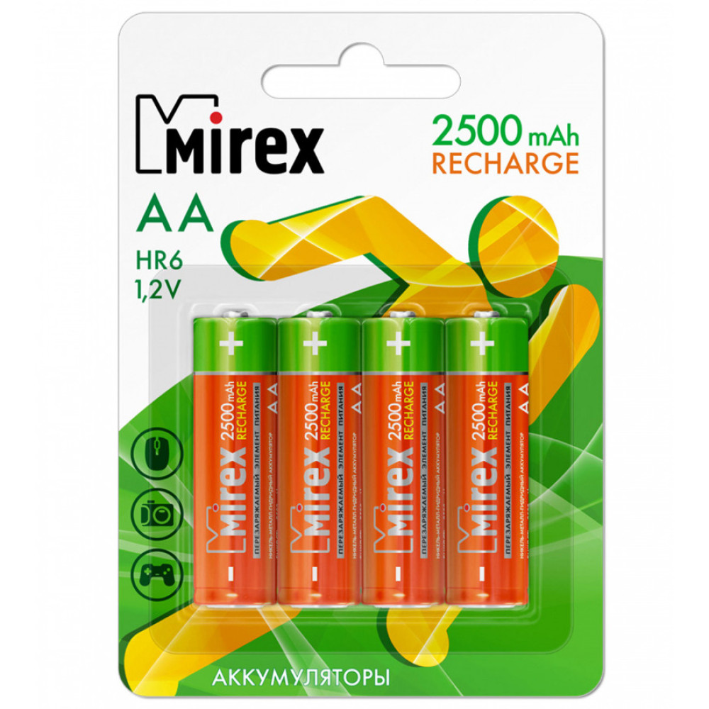 Батарейка аккумуляторная Mirex - АА - 1,2V - 2500 мАч - 1 шт Батарейка аккумуляторная Mirex - АА - 1,2V - 2500 мАч - 1 шт