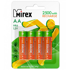Батарейка аккумуляторная Mirex - АА - 1,2V - 2500 мАч - 1 шт Батарейка аккумуляторная Mirex - АА - 1,2V - 2500 мАч - 1 шт
