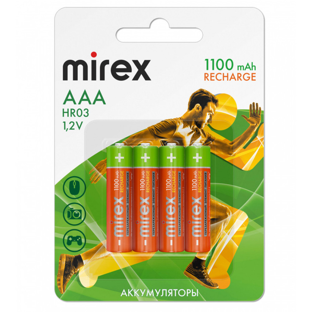 Батарейка аккумуляторная Mirex - ААА - 1,2V - 1100 мАч - 1 шт Батарейка аккумуляторная Mirex - ААА - 1,2V - 1100 мАч - 1 шт