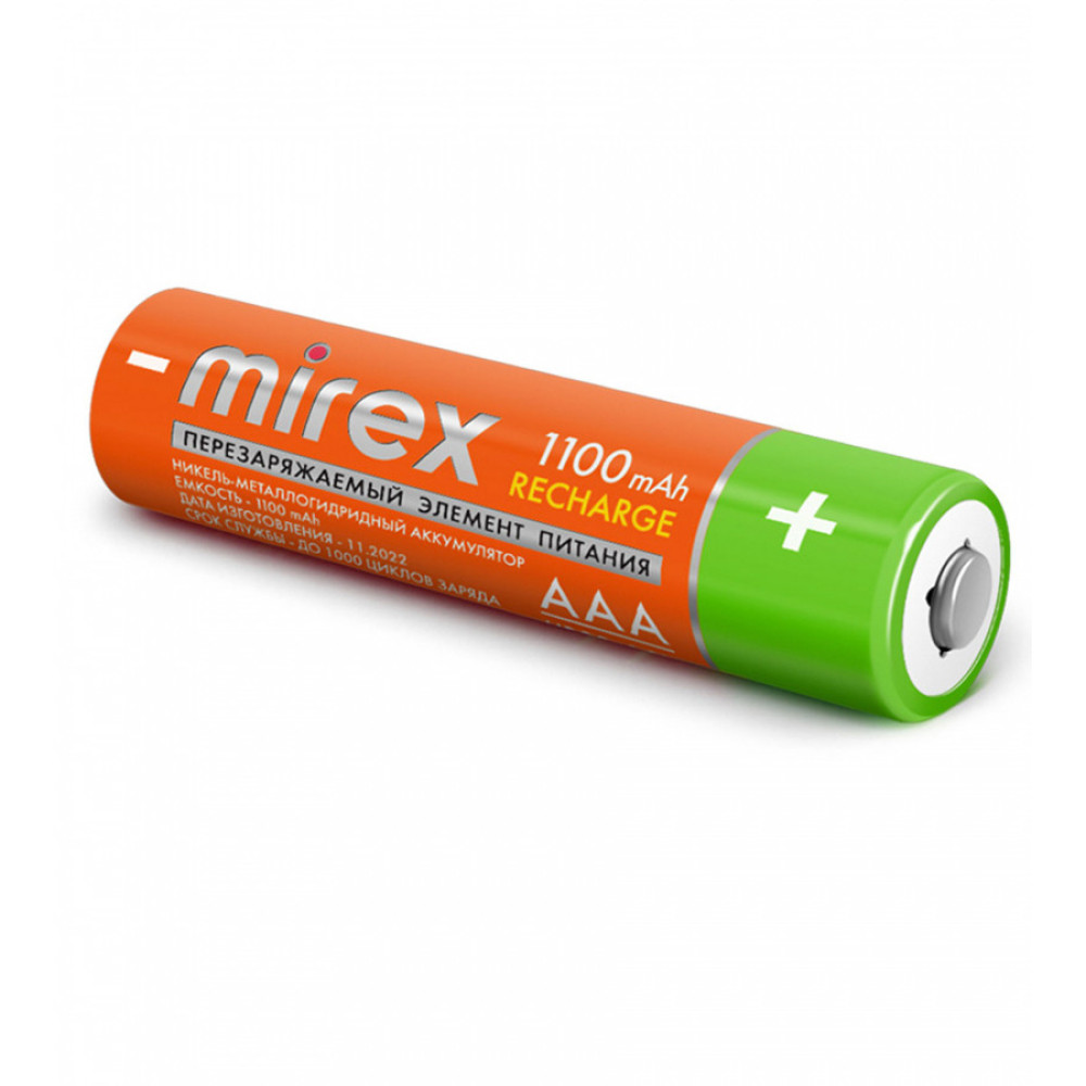 Батарейка аккумуляторная Mirex - ААА - 1,2V - 1100 мАч - 1 шт Батарейка аккумуляторная Mirex - ААА - 1,2V - 1100 мАч - 1 шт