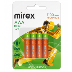 Батарейка аккумуляторная Mirex - ААА - 1,2V - 1100 мАч - 1 шт Батарейка аккумуляторная Mirex - ААА - 1,2V - 1100 мАч - 1 шт
