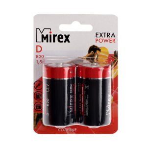 Батарейка солевая Mirex R20 - 1,5 V - 2 шт