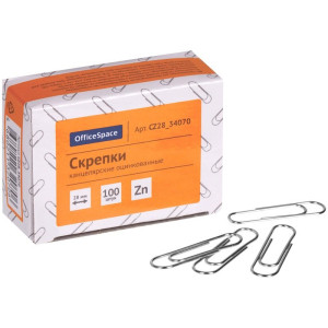 Скрепки оцинкованные OfficeSpace - 28 мм - 100 шт